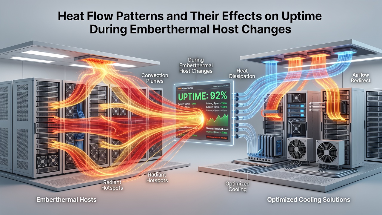 Thermal imaging of server racks illustrating heat redistribution after a completed host change